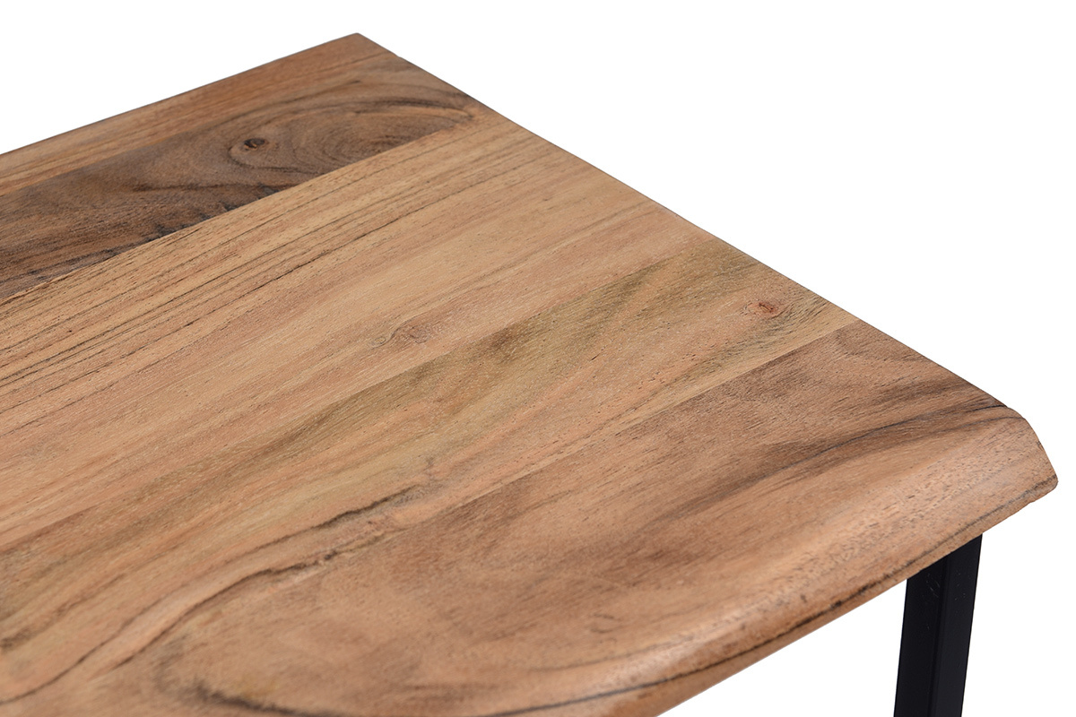Console piccolo sgabello in acacia e metallo nero  LOCK