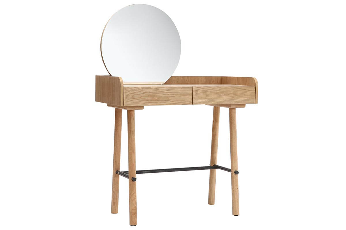 Console scandi-giapponese con specchio quercia chiaro JAPANSK