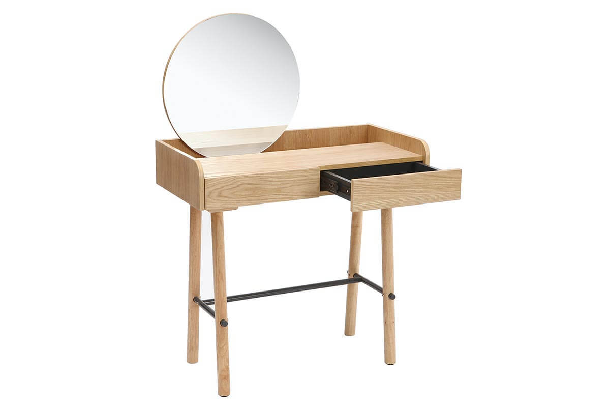 Console scandi-giapponese con specchio quercia chiaro JAPANSK