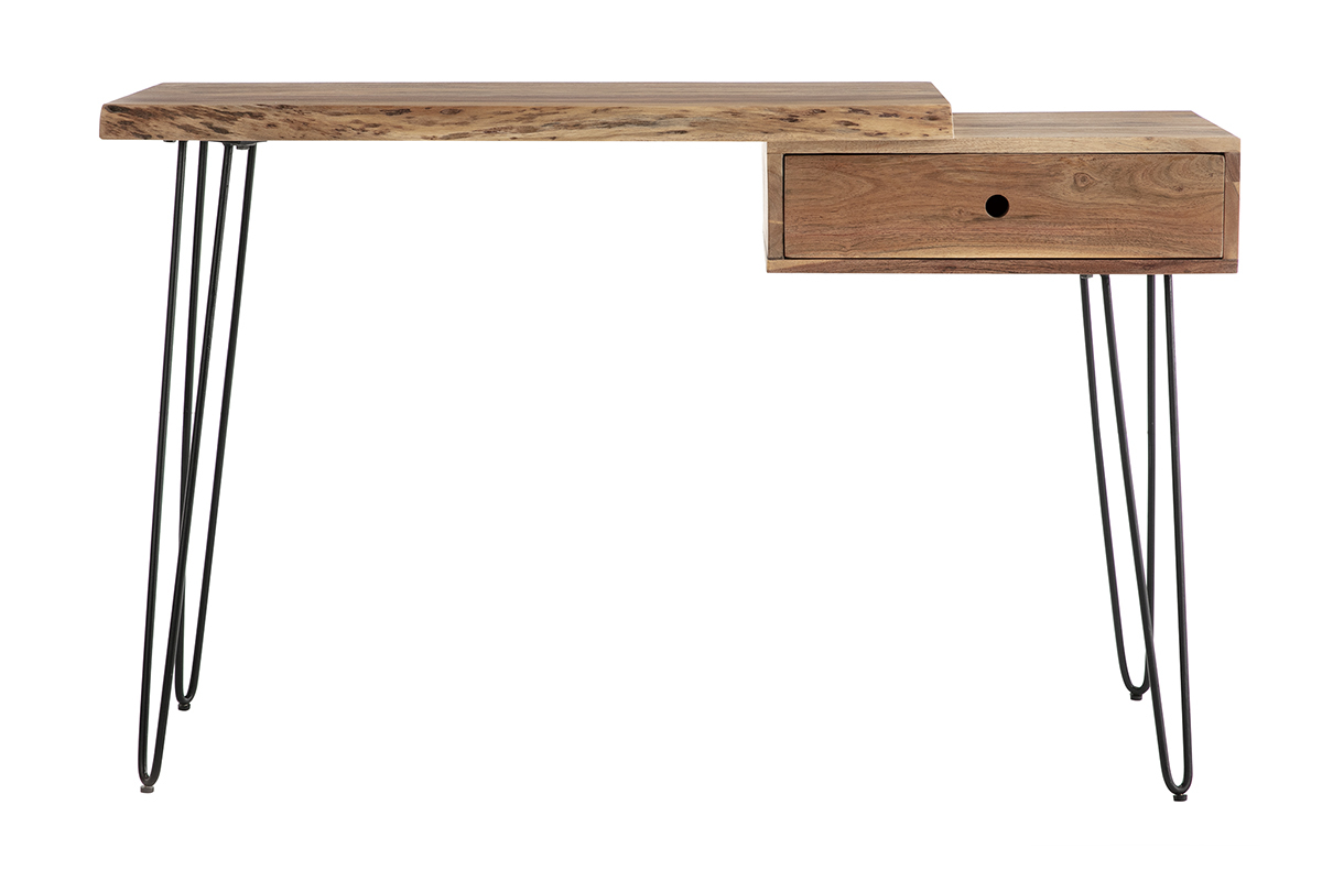 Console scrivania in acacia et metallo nero L120 cm PINA