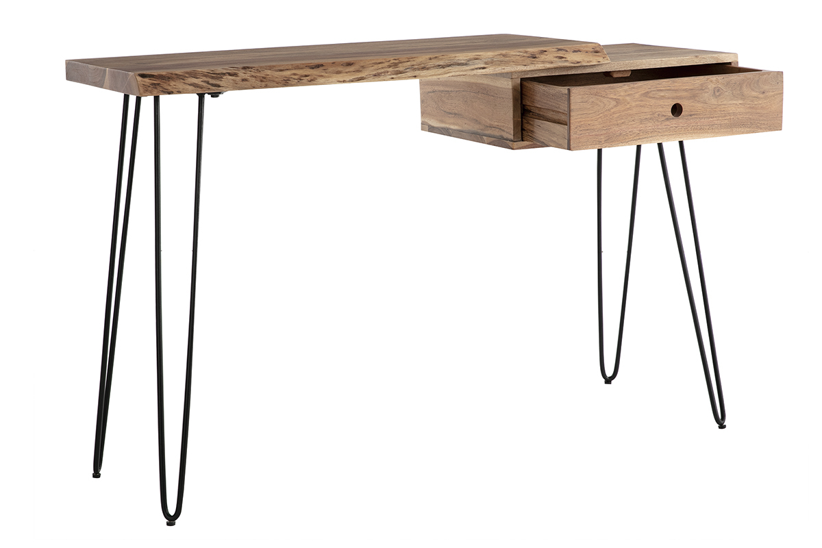 Console scrivania in acacia et metallo nero L120 cm PINA
