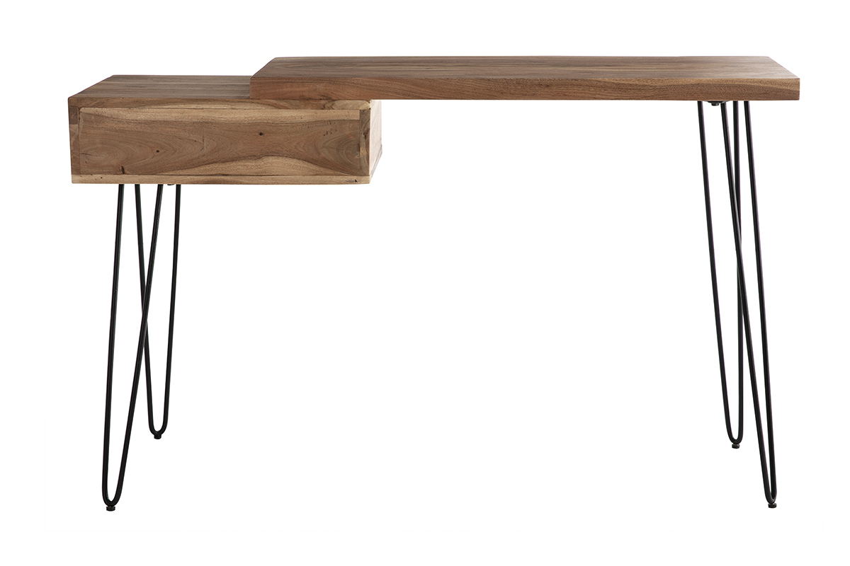 Console scrivania in acacia et metallo nero L120 cm PINA