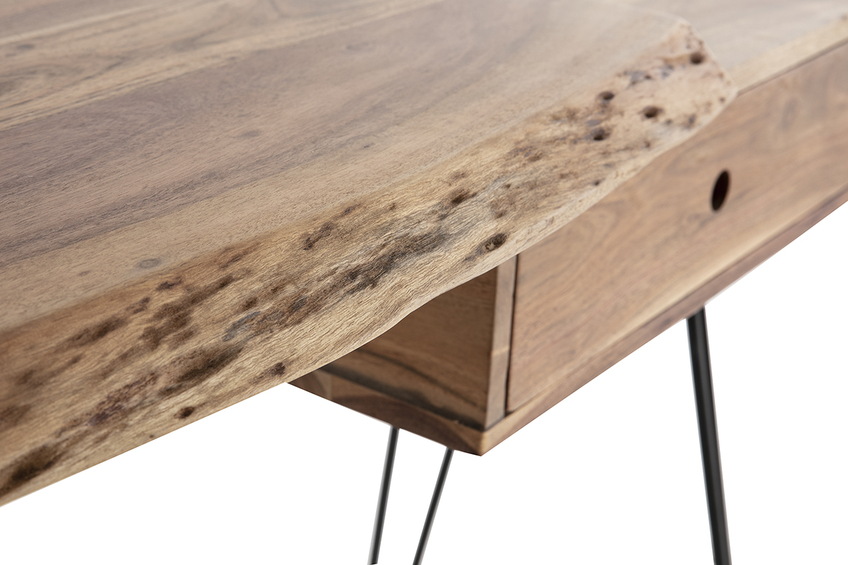 Console scrivania in acacia et metallo nero L120 cm PINA