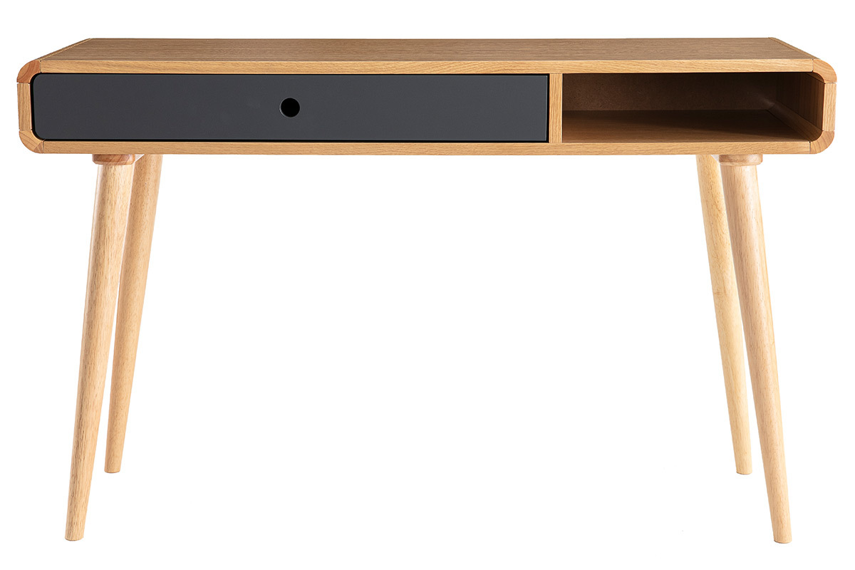 Console-scrivania scandinava rovere chiaro e grigio L120 cm COPENHAGUE