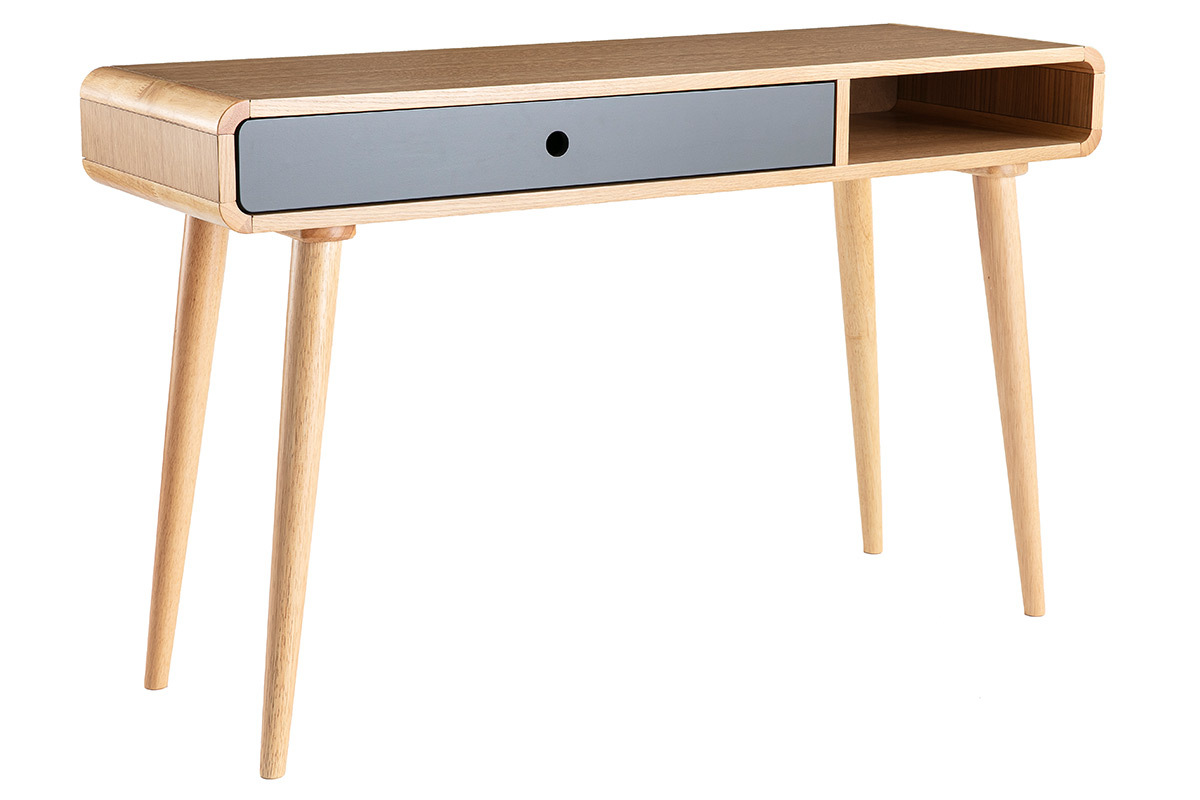 Console-scrivania scandinava rovere chiaro e grigio L120 cm COPENHAGUE