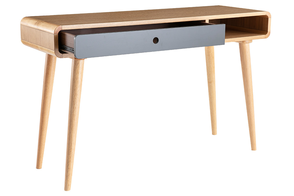 Console-scrivania scandinava rovere chiaro e grigio L120 cm COPENHAGUE