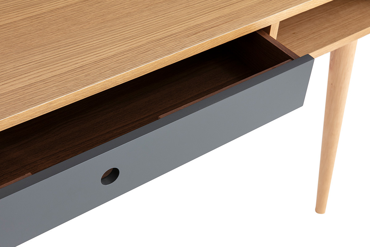 Console-scrivania scandinava rovere chiaro e grigio L120 cm COPENHAGUE