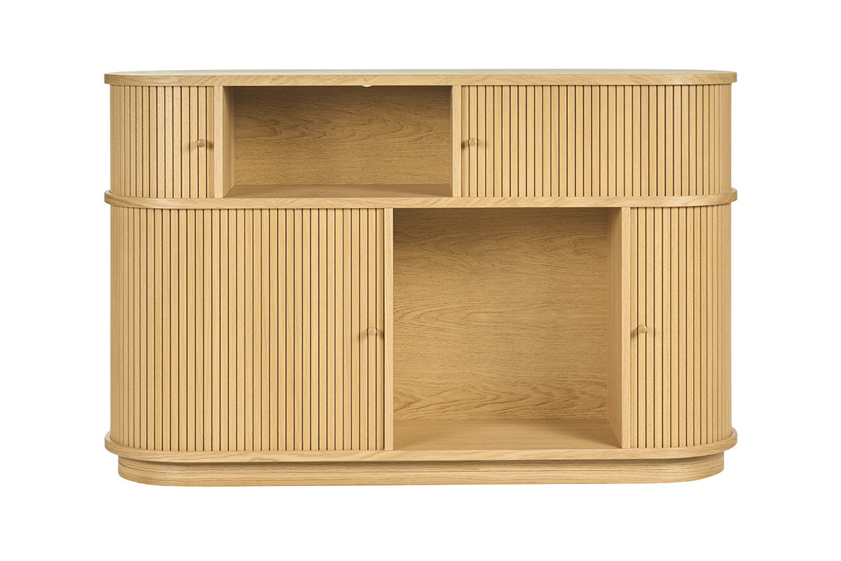 Console vintage in legno chiaro quercia con porte scorrevoli L120 cm EPIC