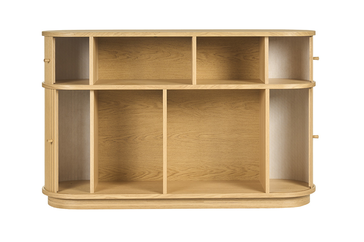 Console vintage in legno chiaro quercia con porte scorrevoli L120 cm EPIC