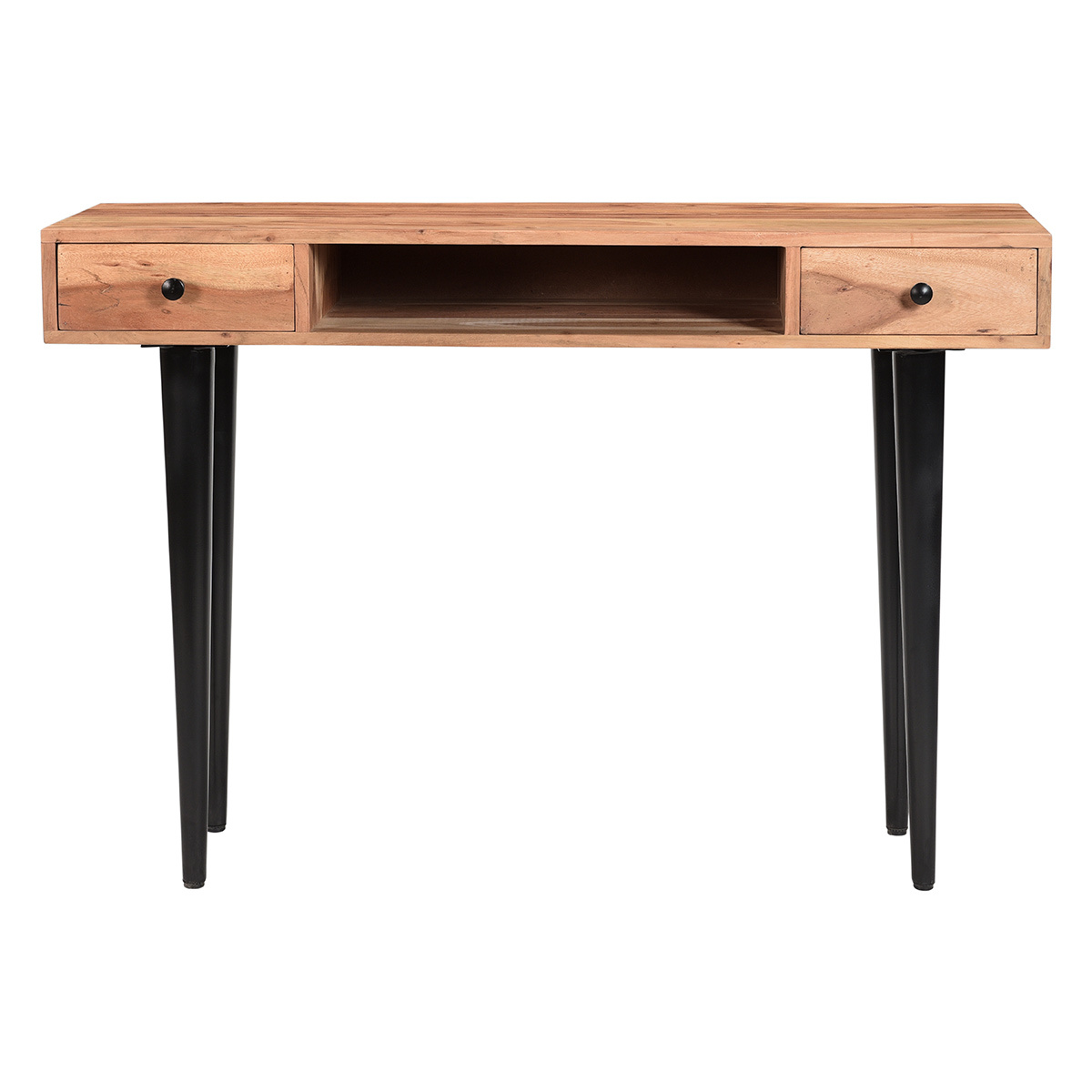 Consolle 2 cassetti in massello di acacia e metallo nero L115 cm LORD