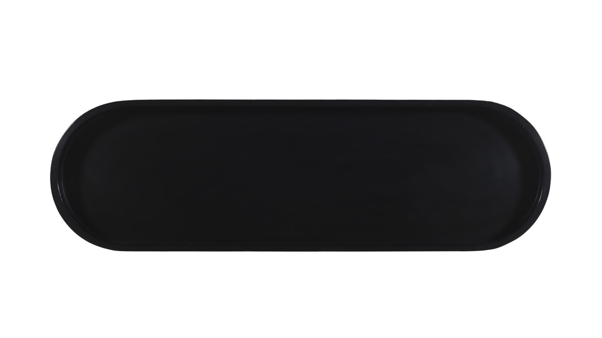 Consolle con ripiano ovale in legno nero e motivo a intreccio in rattan L115 cm MACAO