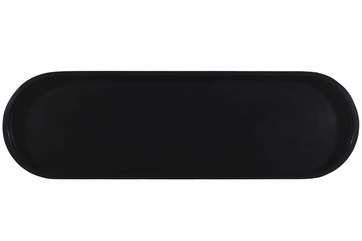 Consolle con ripiano ovale in legno nero e motivo a intreccio in rattan L115 cm MACAO