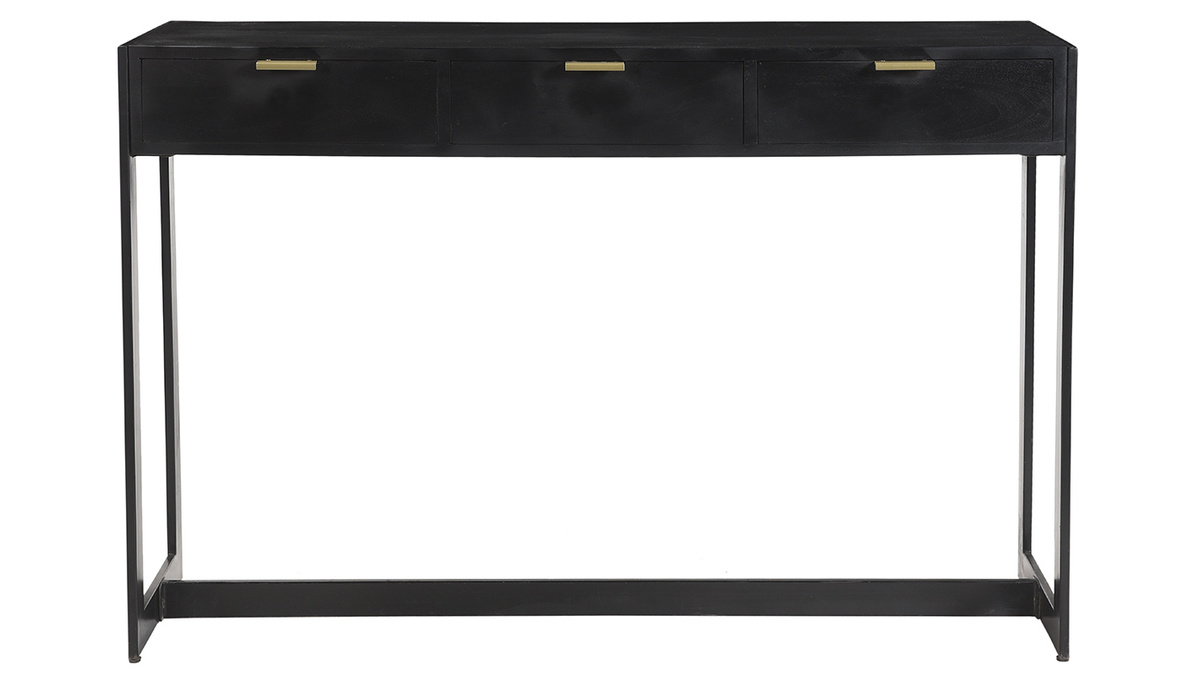 Consolle design con cassetti nero e oro L115 cm AVIDAN