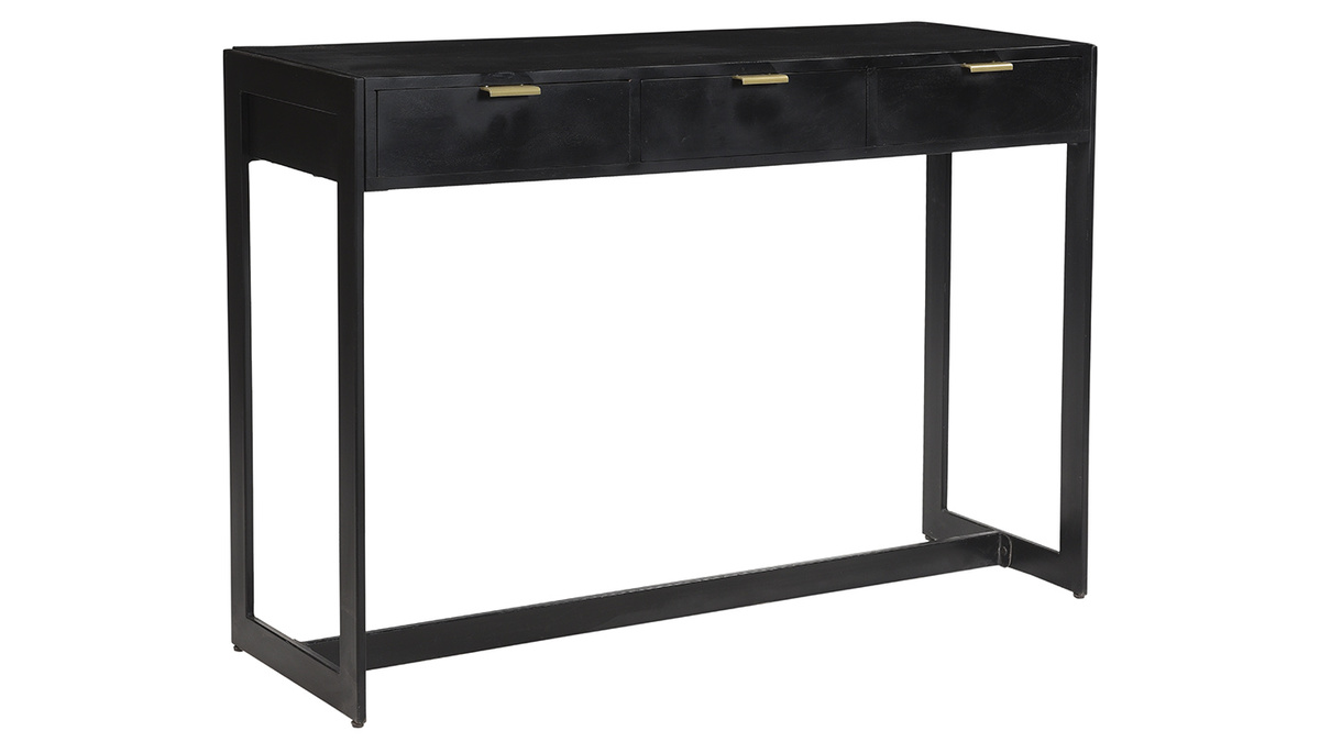 Consolle design con cassetti nero e oro L115 cm AVIDAN