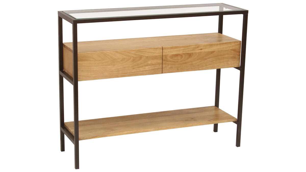 Madia stile etnico in legno massello di mango con ante e cassetto cm 1