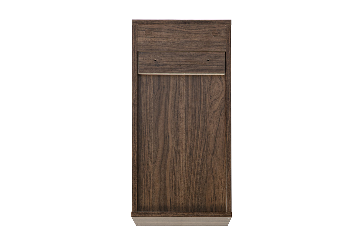 Portaoggetti da parete verticale in legno scuro noce, vista posteriore, dimensioni 30x30x60 cm