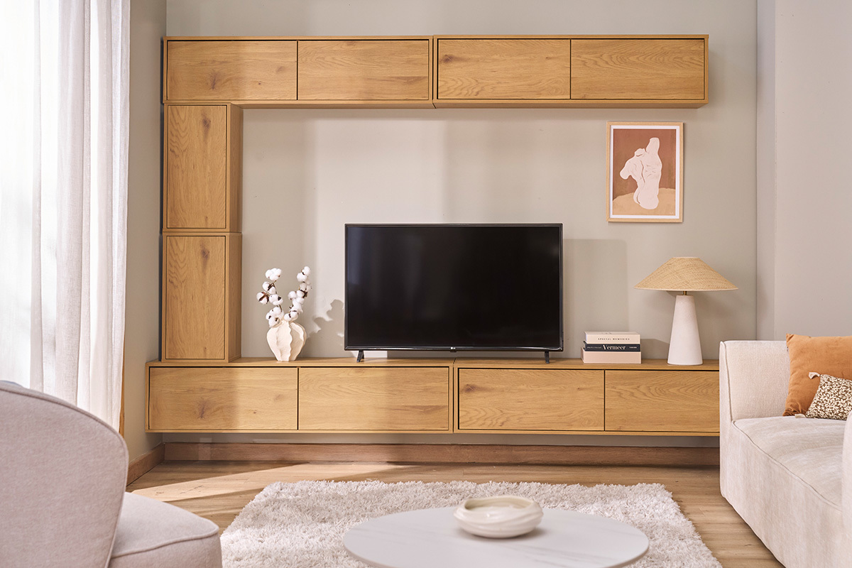 Contenitore da parete finitura legno scuro noce L30 cm FLEXO