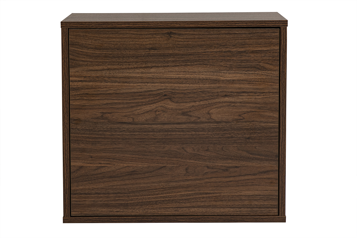 Rangement mural finition bois fonc� noyer L55 cm FLEXO, vue de face