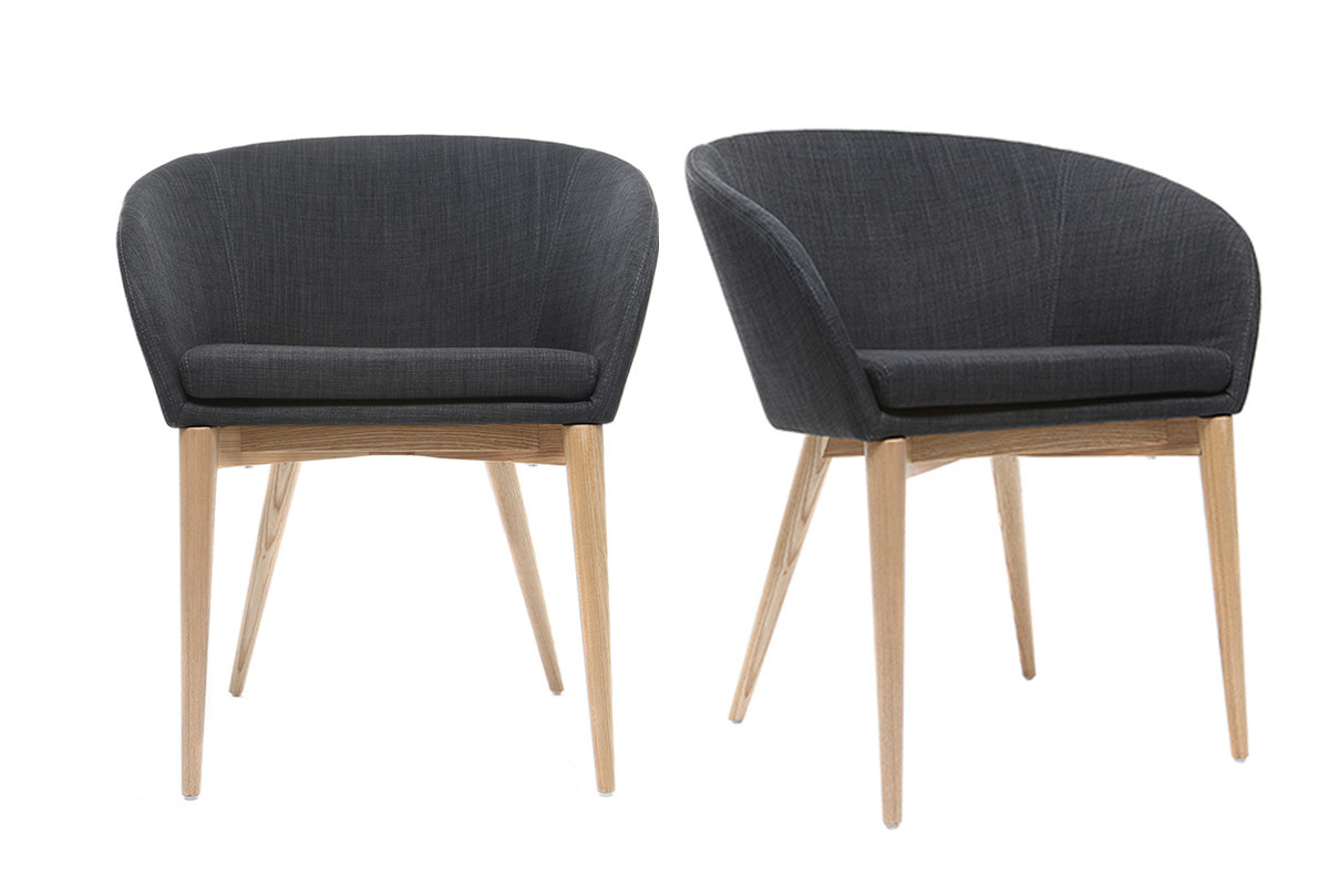 Coppia di 2 sedie design poliestere grigio antracite DALIA