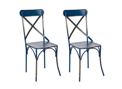 Coppia di 2 sedie mescita industriale metallo blu COFFEE