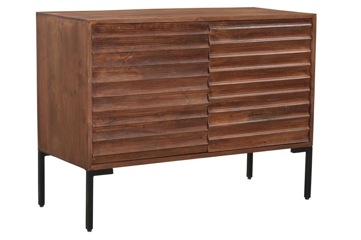 Credenza 2 ante in legno massello di mango e metallo ONDA
