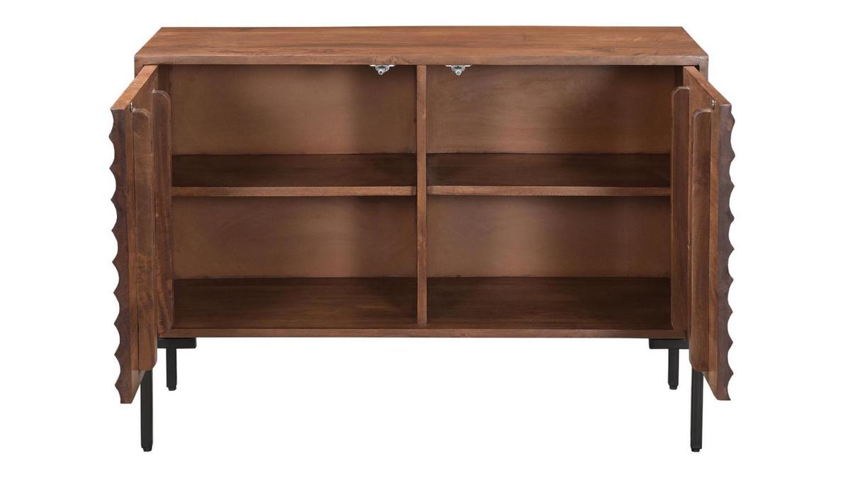 Credenza 2 ante in legno massello di mango e metallo ONDA