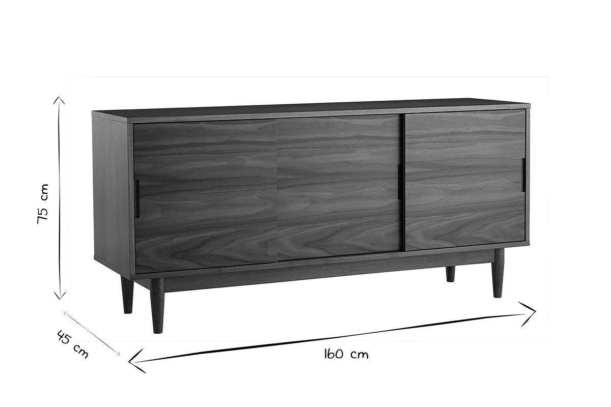 Credenza 3 ante scorrevoli noce L160 RYDD