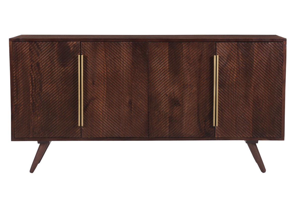 Credenza 4 ante con incisioni in massello di mango L138 cm REKHA