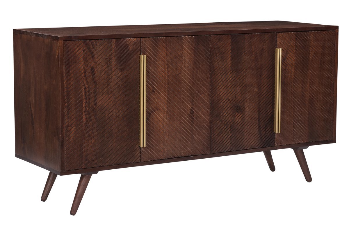 Credenza 4 ante con incisioni in massello di mango L138 cm REKHA
