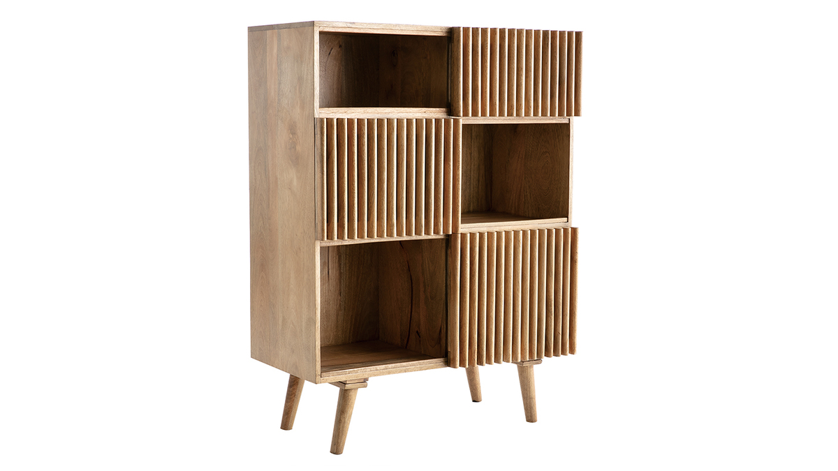 Credenza alta in mango con porte scorrevoli ALBA