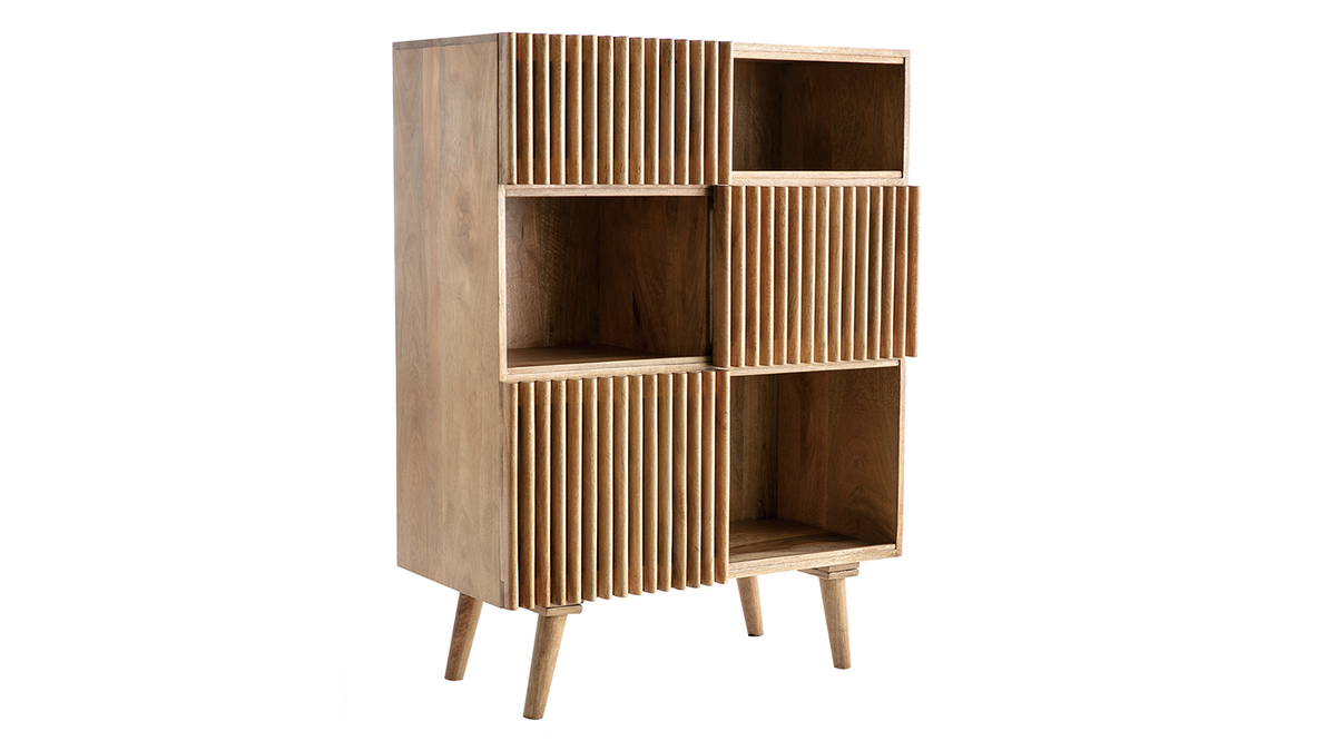 Credenza alta in mango con porte scorrevoli ALBA