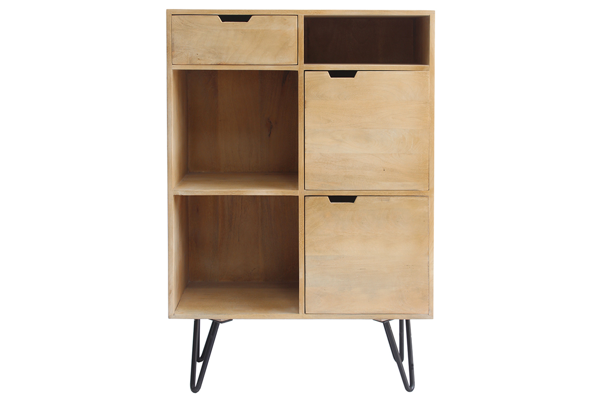Credenza alta in mango e metallo nero VIBES