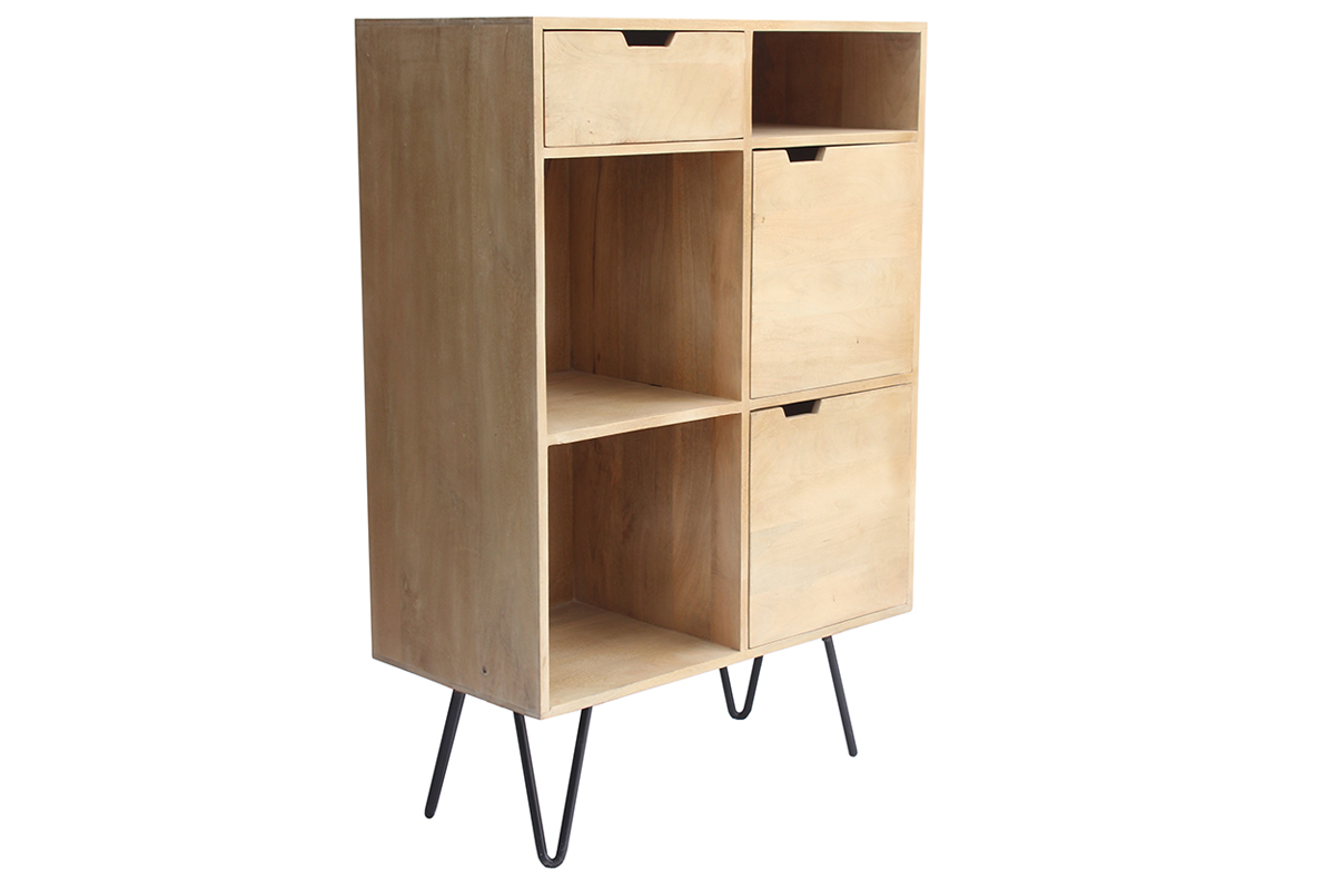 Credenza alta in mango e metallo nero VIBES
