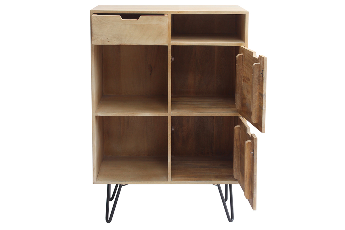 Credenza alta in mango e metallo nero VIBES