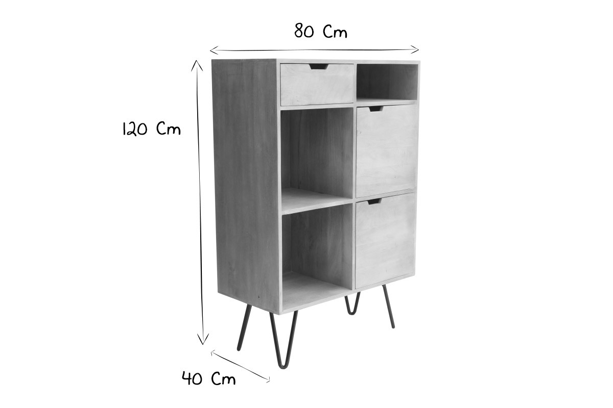Credenza alta in mango e metallo nero VIBES