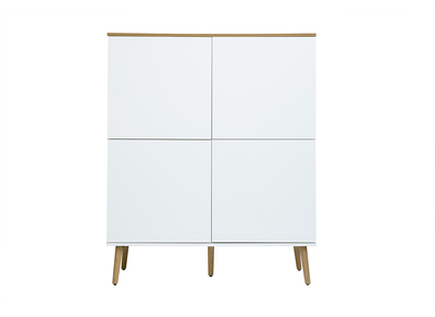 Credenza alta scandinava finitura legno chiaro rovere e bianco L110 cm ANDERS
