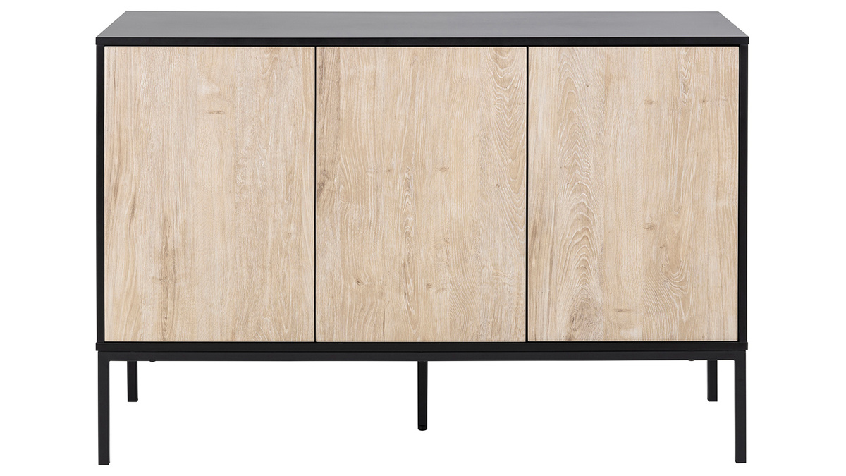 Credenza bassa industriale metallo e legno sbiancato TRESCA