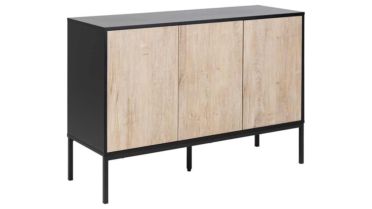 Credenza bassa industriale metallo e legno sbiancato TRESCA