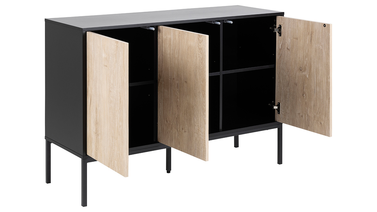 Credenza bassa industriale metallo e legno sbiancato TRESCA