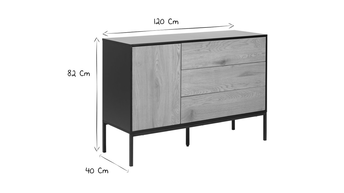 Credenza bassa industriale metallo e legno TRESCA