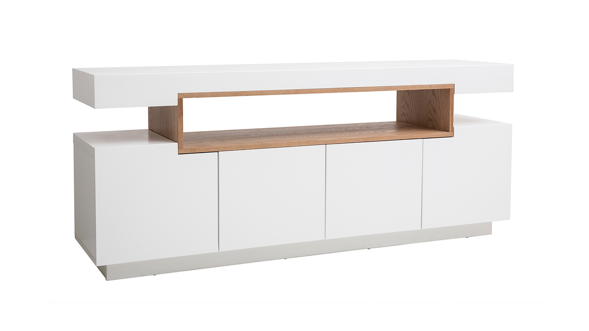 Credenza bianco opaco e nicchia in legno LIVO