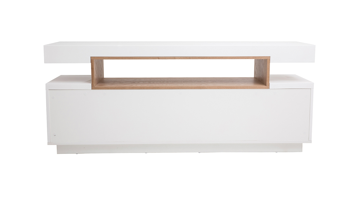 Credenza bianco opaco e nicchia in legno LIVO