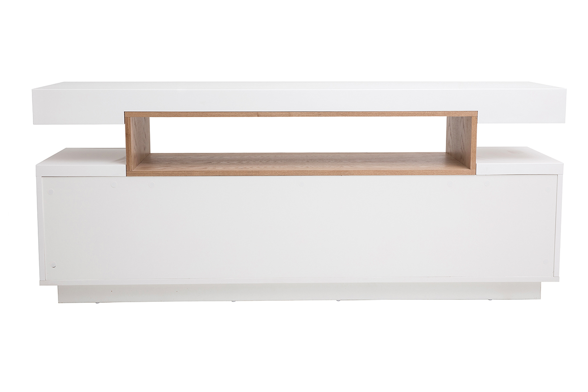 Credenza bianco opaco e nicchia in legno LIVO