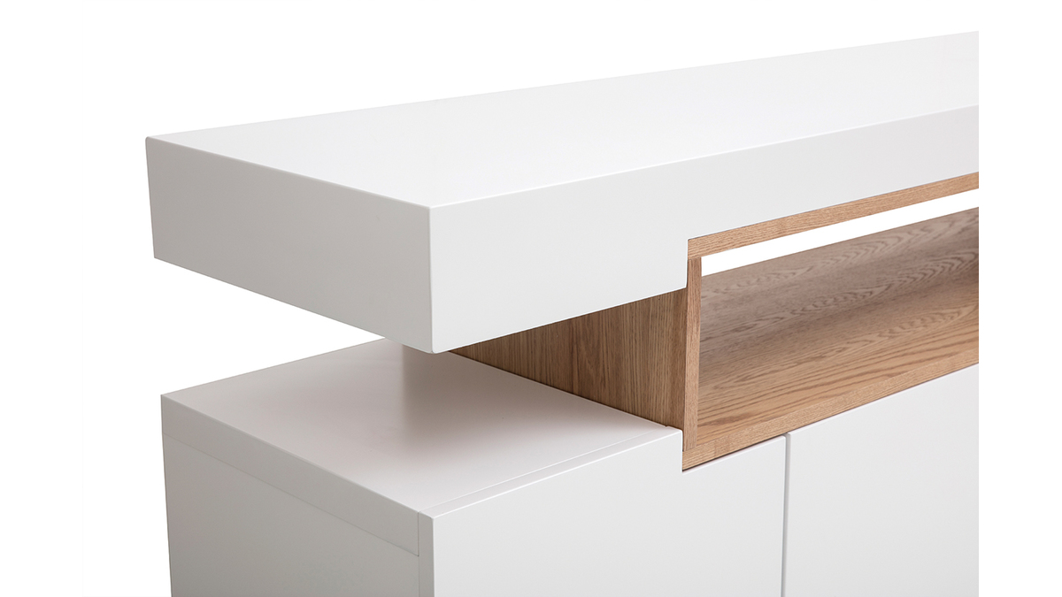 Credenza bianco opaco e nicchia in legno LIVO