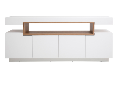 Credenza bianco opaco e nicchia in legno LIVO