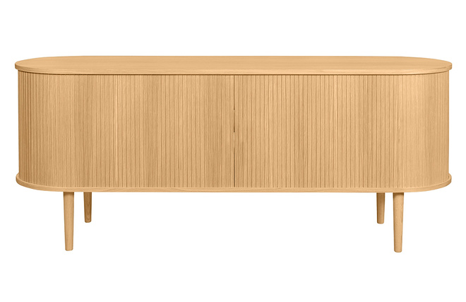 Miliboo Credenza Scandinava SID In Legno Chiaro - 195x45x72,5 Cm, 2 Ante, 3 Cassetti, Struttura Impiallacciata Rovere, Piedi In Rovere Massiccio - 4