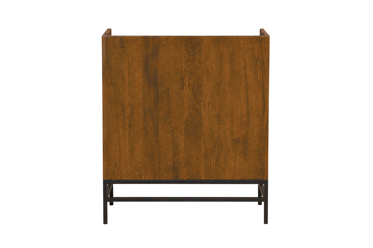 Buffet de rangement en bois massif et m�tal noir, vista posteriore, dimensioni L76 cm.