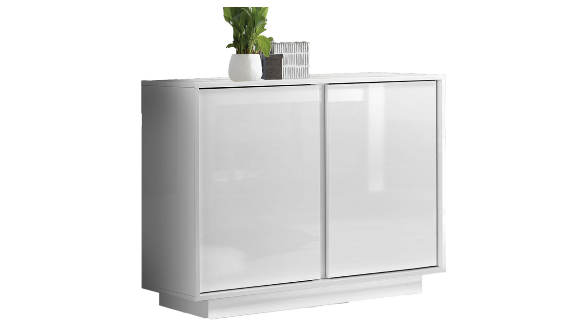 Credenza design 2 ante laccato lucido bianco L92 cm COMO