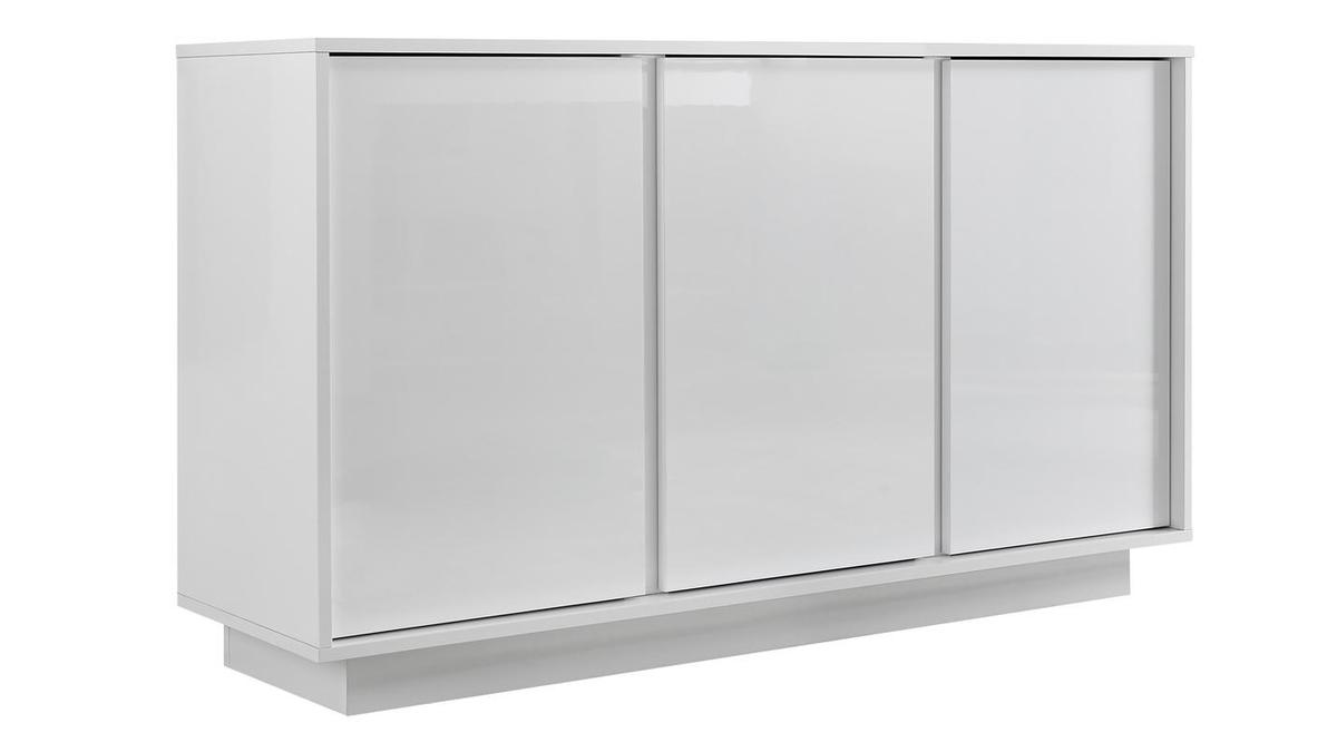 Credenza design 3 ante laccato lucido bianco L138 cm COMO