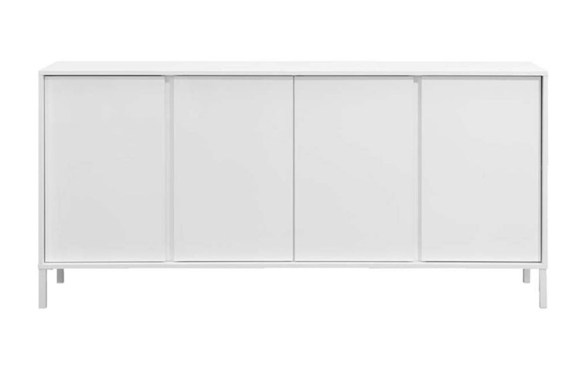 Credenza design 4 ante bianco laccato base metallo bianco L180 cm MIKY